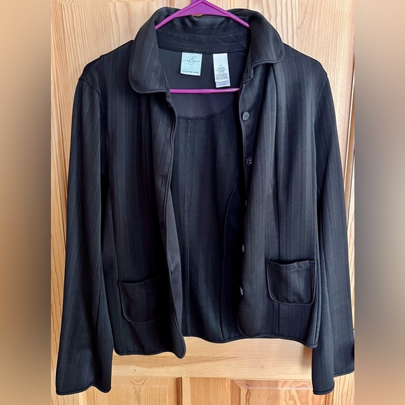 Emma James Black Blazer w Classic Collar Buttons Pockets Professional Emo Goth M - Picture 4 of 15